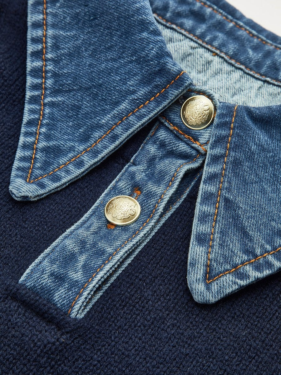 Charlotte™ | Jersey de punto con cuello y puños denim