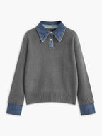 Charlotte™ | Jersey de punto con cuello y puños denim