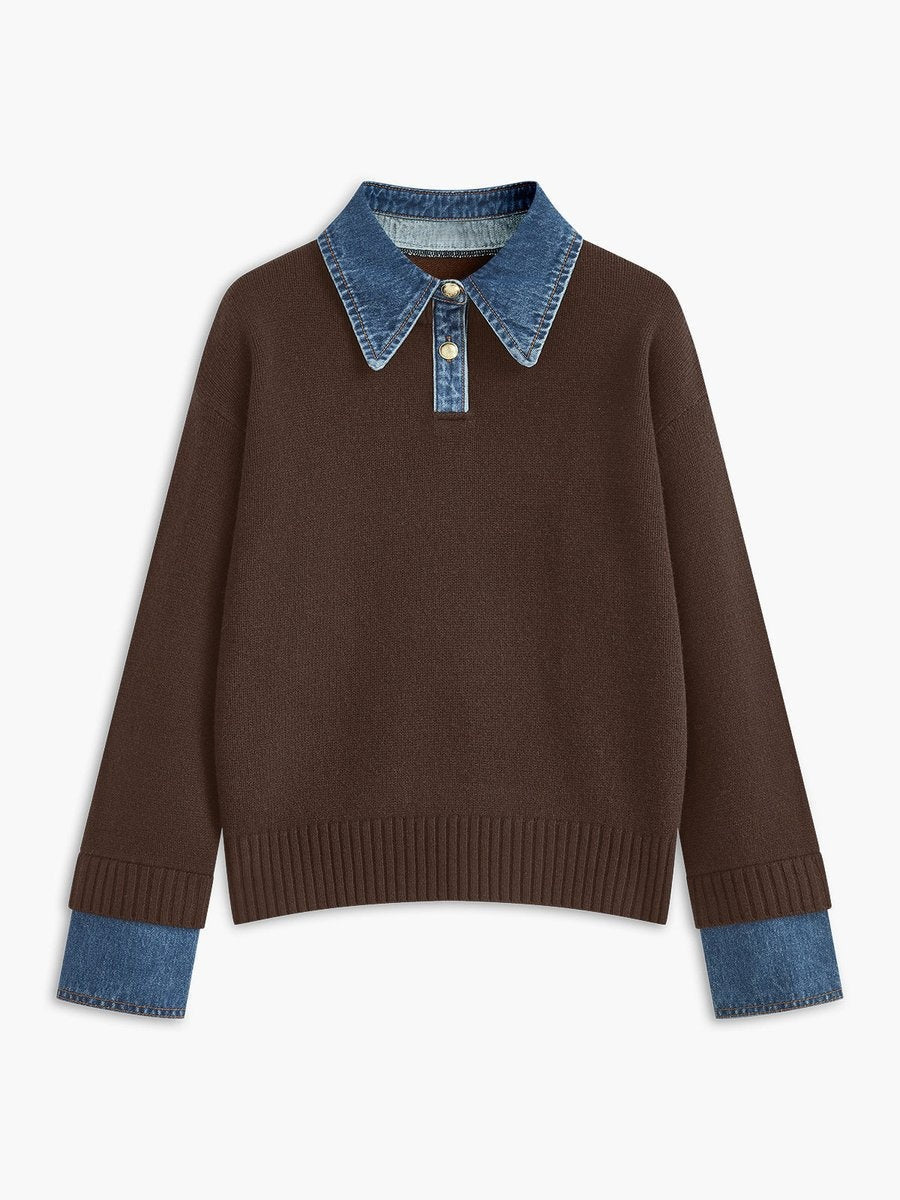 Charlotte™ | Jersey de punto con cuello y puños denim