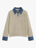 Charlotte™ | Jersey de punto con cuello y puños denim