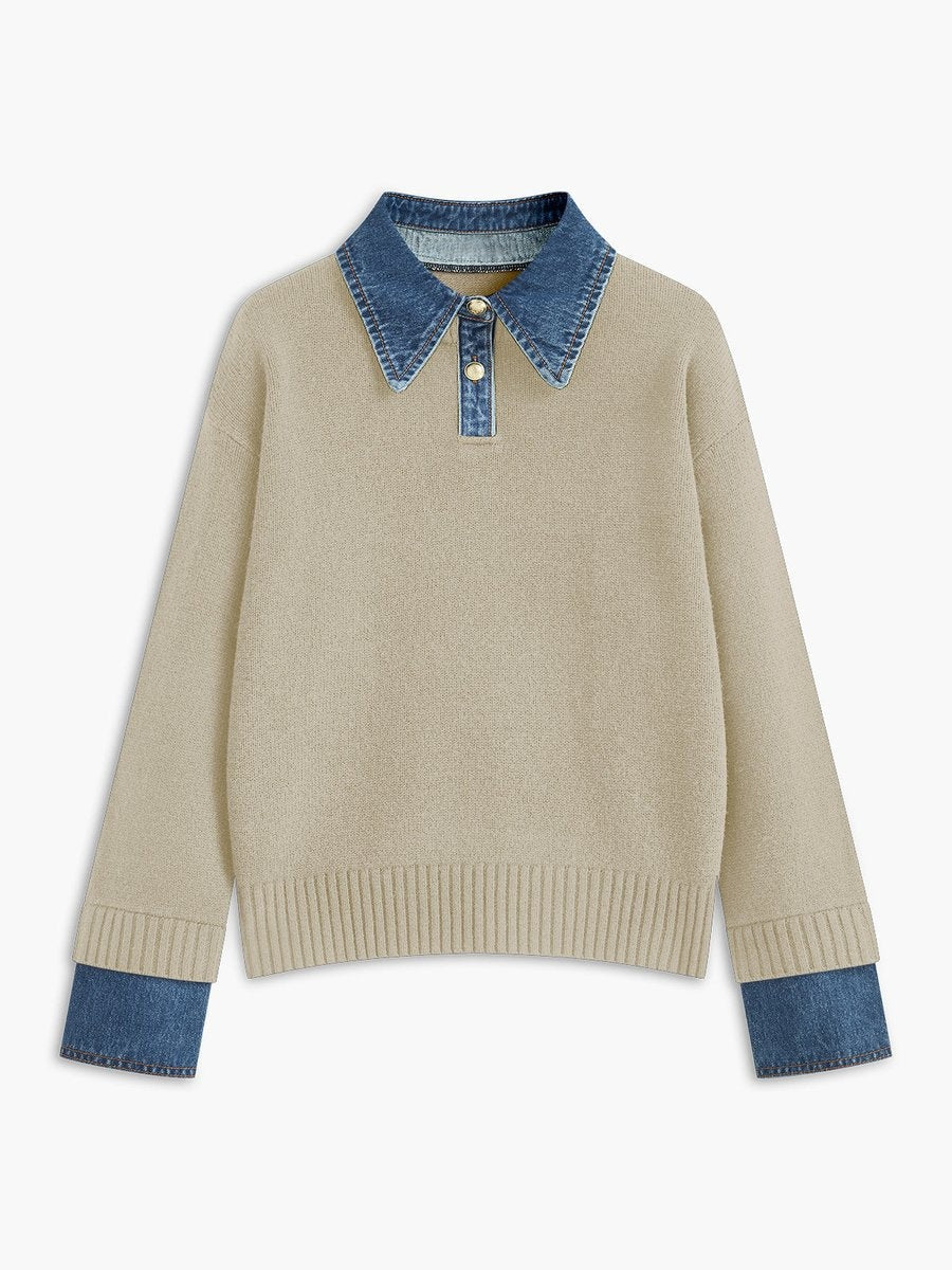 Charlotte™ | Jersey de punto con cuello y puños denim