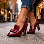 Zoe™ | Zapatos de tacón ancho con lazo y punta fina
