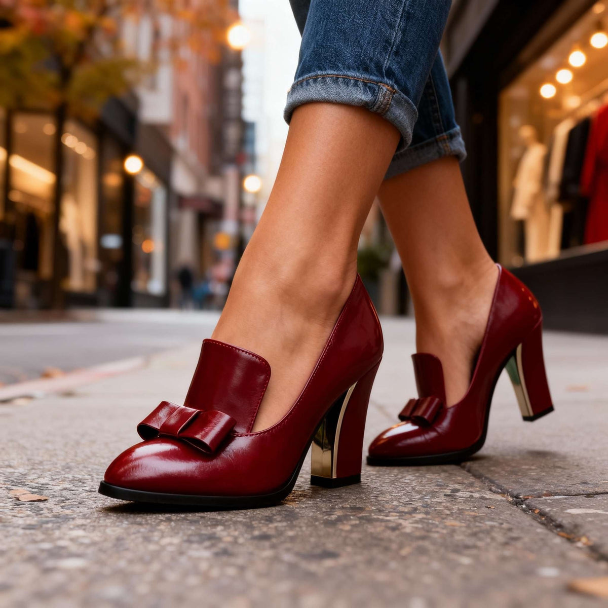 Zoe™ | Zapatos de tacón ancho con lazo y punta fina