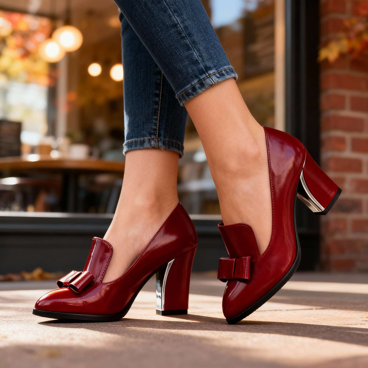 Zoe™ | Zapatos de tacón ancho con lazo y punta fina
