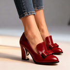 Zoe™ | Zapatos de tacón ancho con lazo y punta fina
