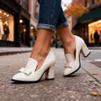 Zoe™ | Zapatos de tacón ancho con lazo y punta fina