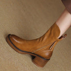 Rachel™ | Botines de tacón ancho con cremallera lateral