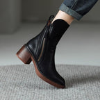 Rachel™ | Botines de tacón ancho con cremallera lateral