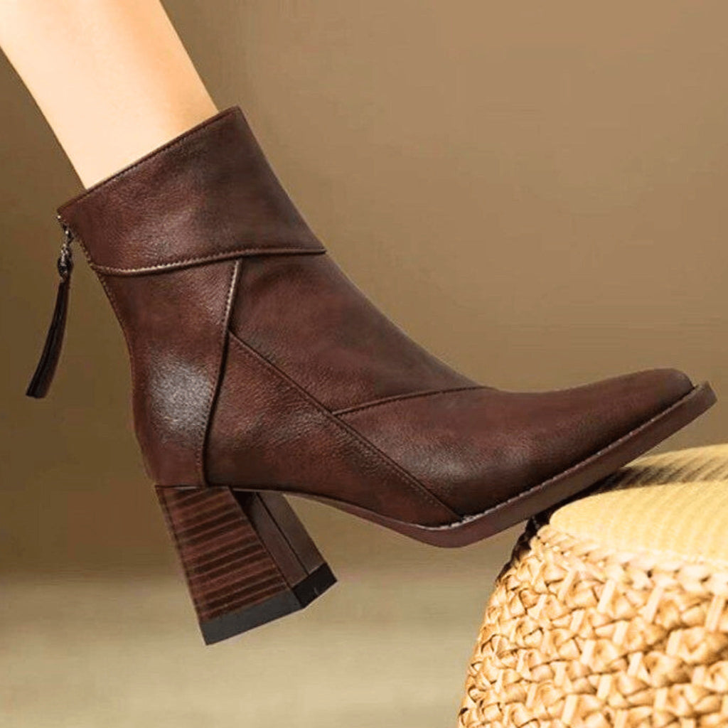Alyssa™ | Botines de tacón ancho con cremallera lateral