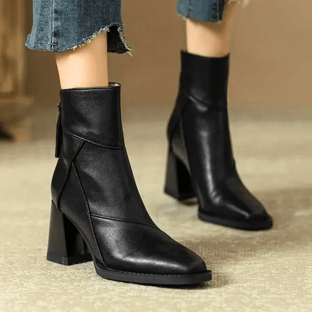Alyssa™ | Botines de tacón ancho con cremallera lateral