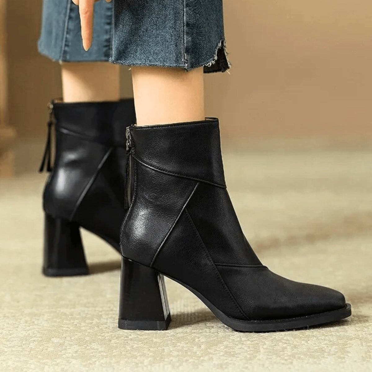 Alyssa™ | Botines de tacón ancho con cremallera lateral