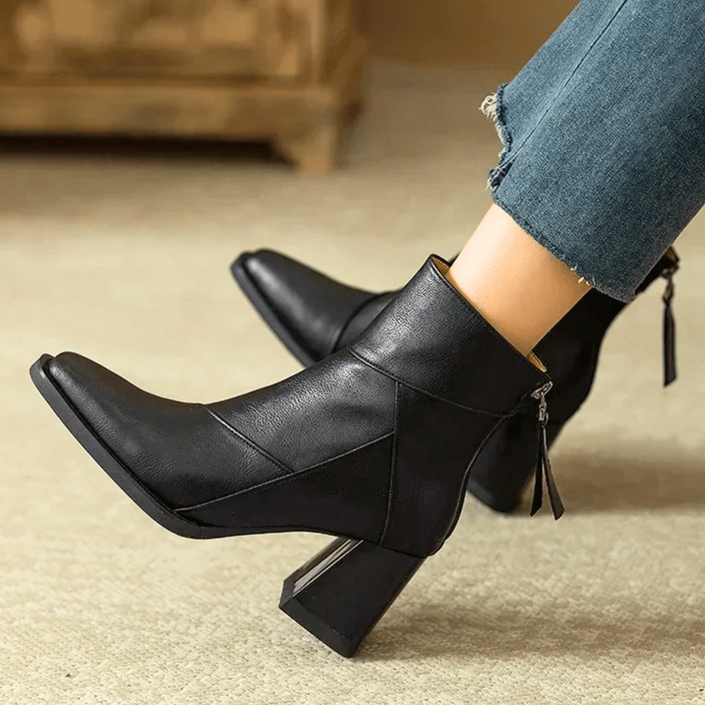 Alyssa™ | Botines de tacón ancho con cremallera lateral