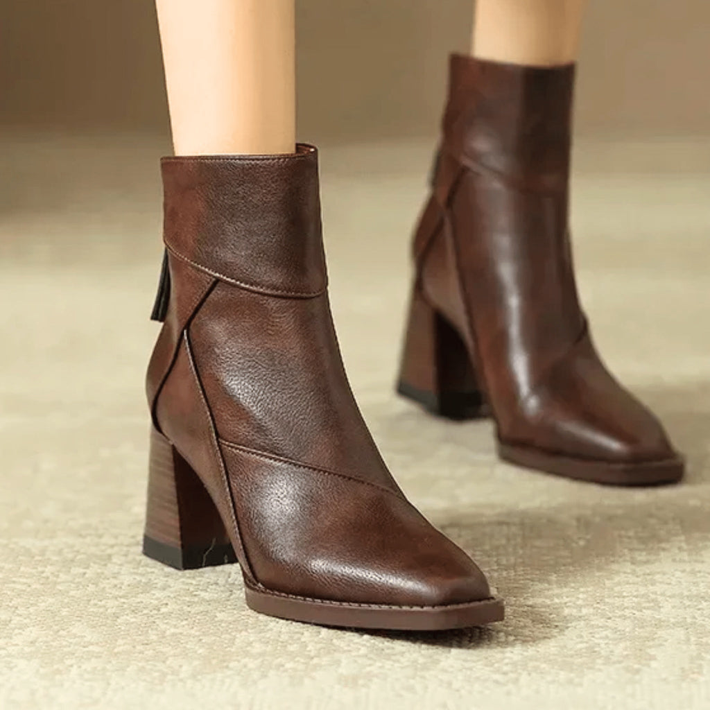 Alyssa™ | Botines de tacón ancho con cremallera lateral