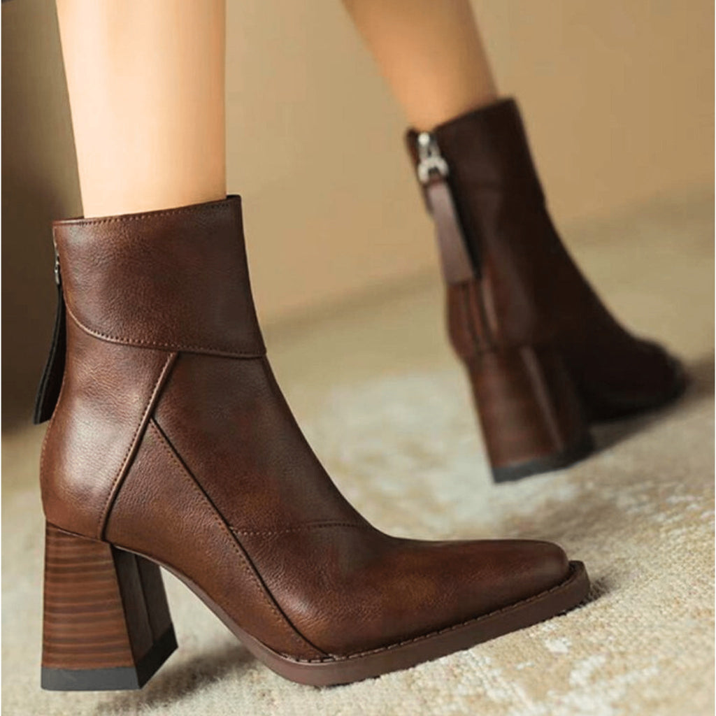 Alyssa™ | Botines de tacón ancho con cremallera lateral