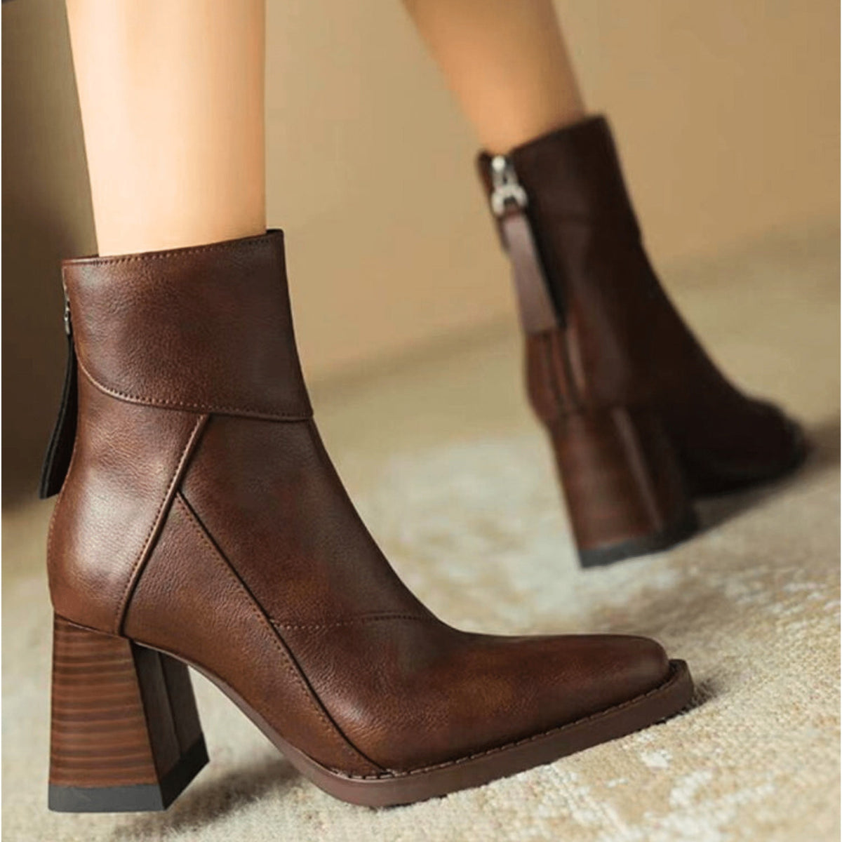 Alyssa™ | Botines de tacón ancho con cremallera lateral