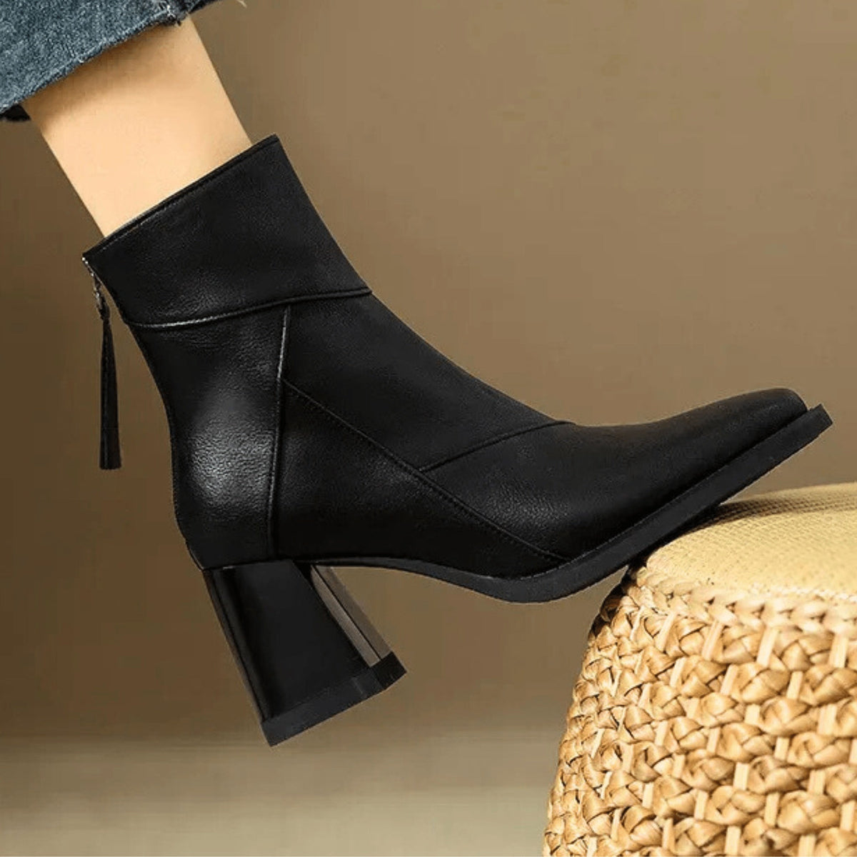 Alyssa™ | Botines de tacón ancho con cremallera lateral