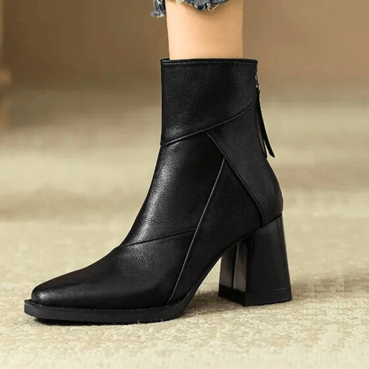 Alyssa™ | Botines de tacón ancho con cremallera lateral