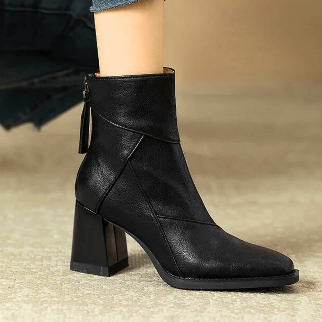 Alyssa™ | Botines de tacón ancho con cremallera lateral