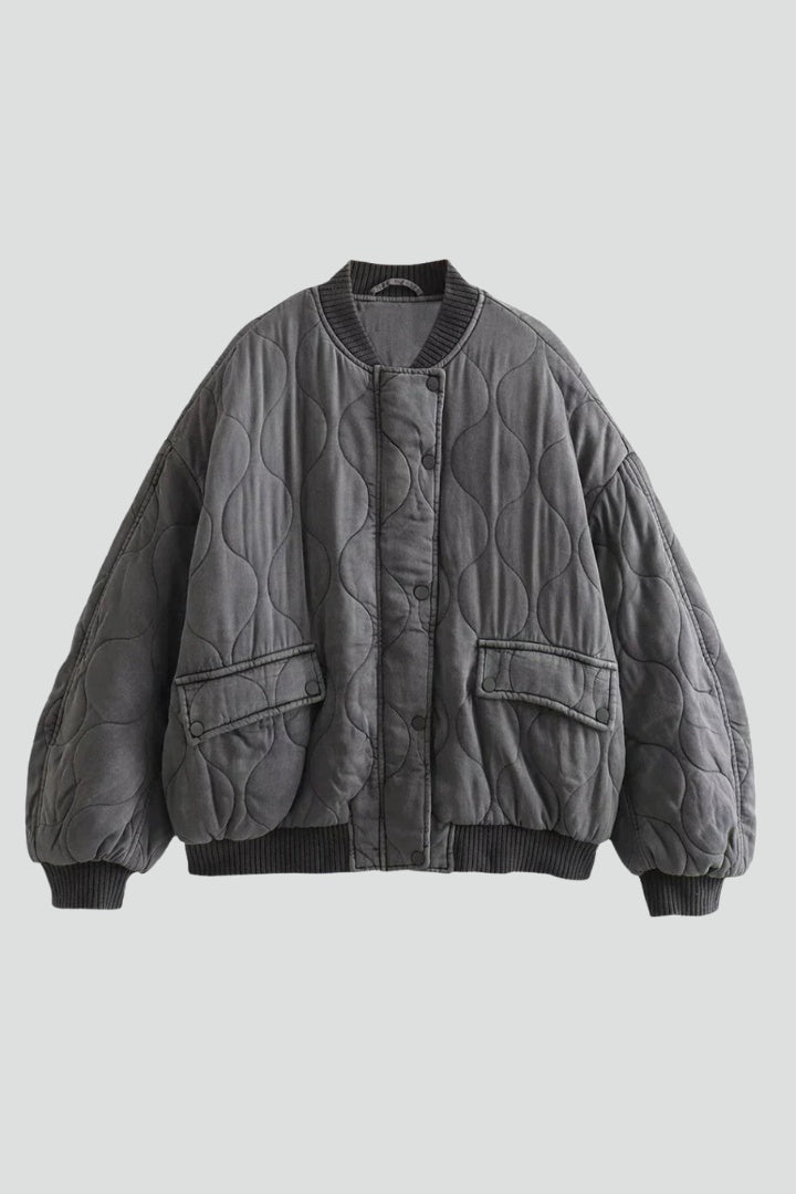 Nicole™ | Chaqueta bomber acolchada oversize con botones de presión