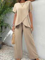 Natalie™ | Conjunto de dos piezas con pantalón plisado de pierna ancha