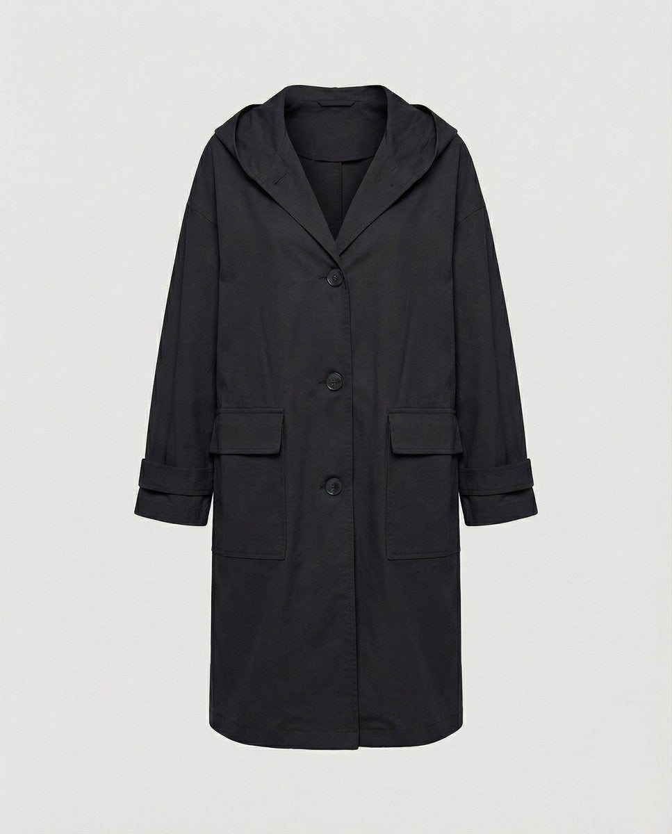 Luna™ | Gabardina larga impermeable con capucha y botones