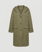 Luna™ | Gabardina larga impermeable con capucha y botones