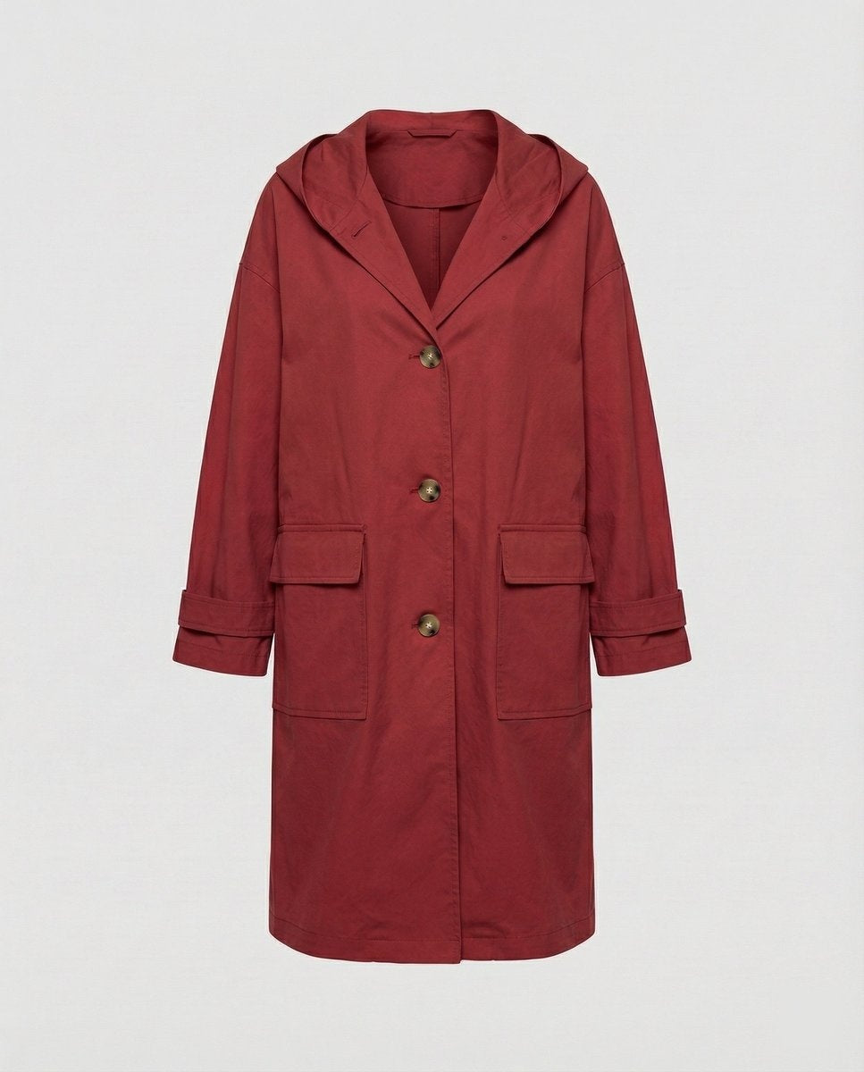 Luna™ | Gabardina larga impermeable con capucha y botones