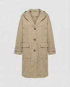 Luna™ | Gabardina larga impermeable con capucha y botones