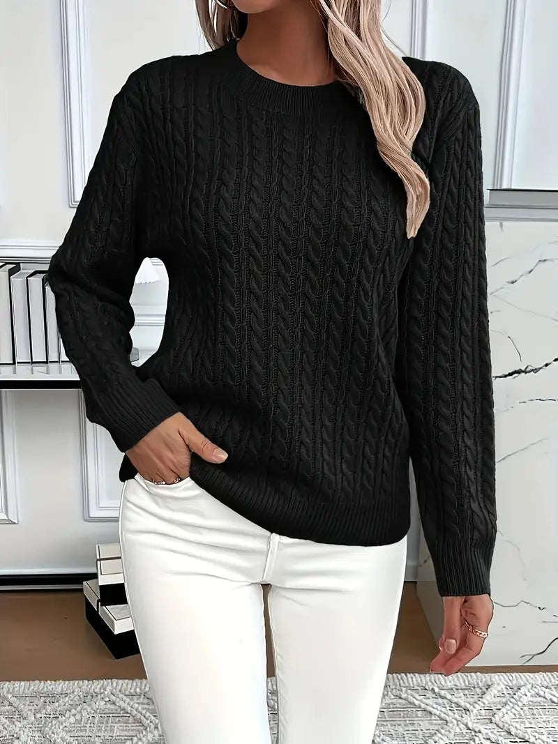Harper™ | Jersey de punto trenzado con cuello redondo
