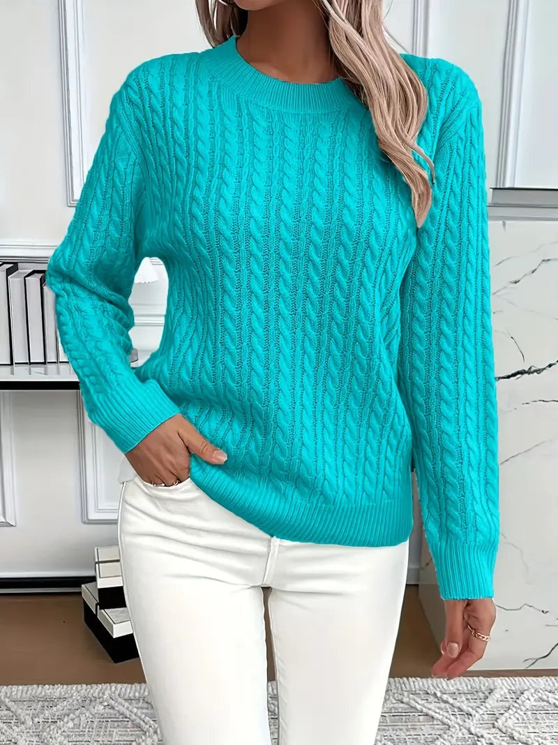 Harper™ | Jersey de punto trenzado con cuello redondo