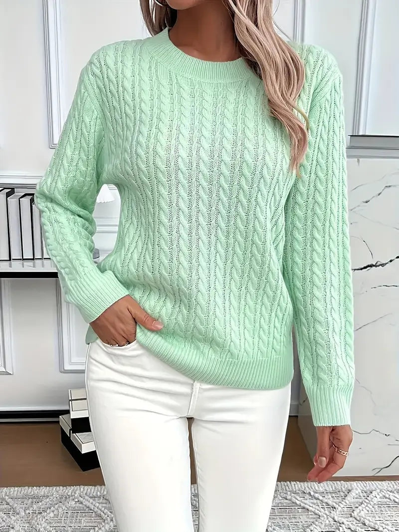 Sophia™ | Jersey de punto trenzado con cuello redondo