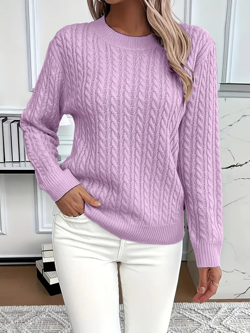 Sophia™ | Jersey de punto trenzado con cuello redondo