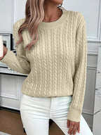 Sophia™ | Jersey de punto trenzado con cuello redondo