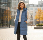 Molly™ | Chaleco acolchado largo de mujer con capucha