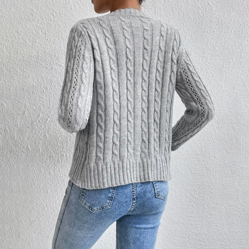 Caroline™ | Chaqueta de punto de ochos calada con botones