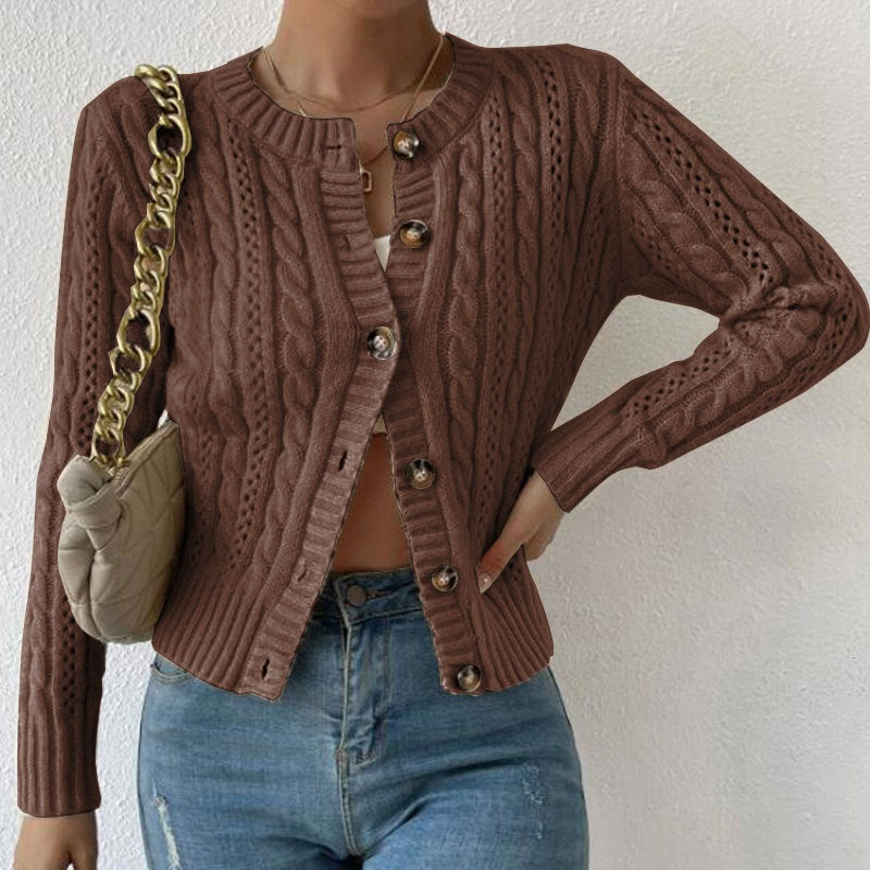 Caroline™ | Chaqueta de punto de ochos calada con botones