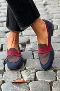 Lydia™ | Mocasines bicolor de ante con suela plana