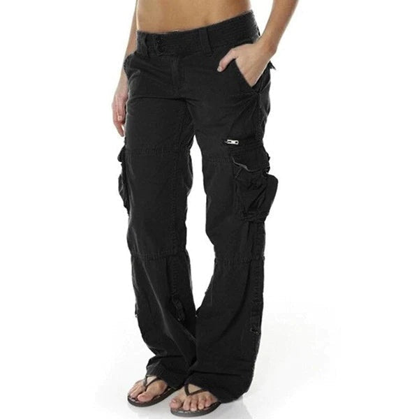 Nicole™ | Pantalón cargo de mujer multibolsillos de corte recto