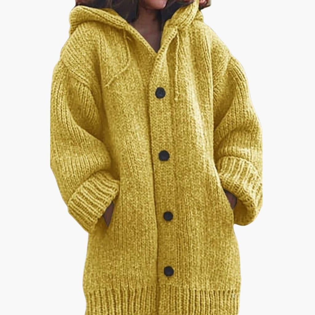 Luna™ | Cárdigan oversize de punto con capucha y botones