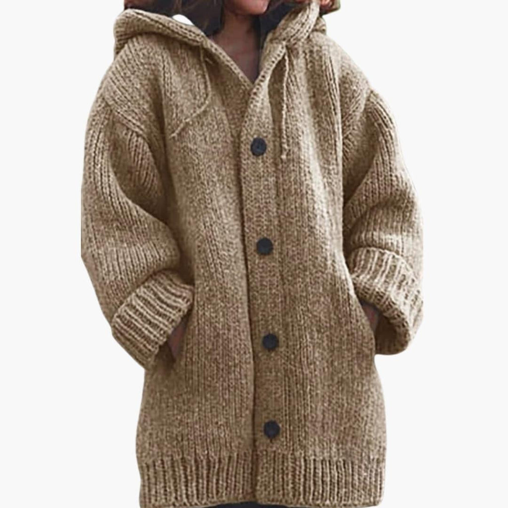 Luna™ | Cárdigan oversize de punto con capucha y botones