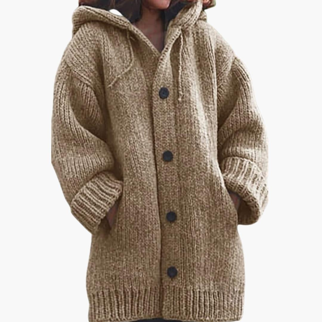 Luna™ | Cárdigan oversize de punto con capucha y botones
