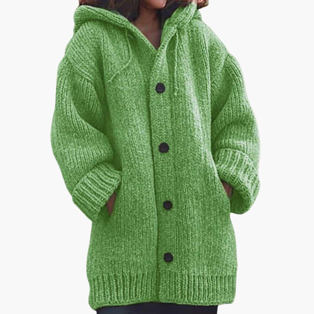 Luna™ | Cárdigan oversize de punto con capucha y botones
