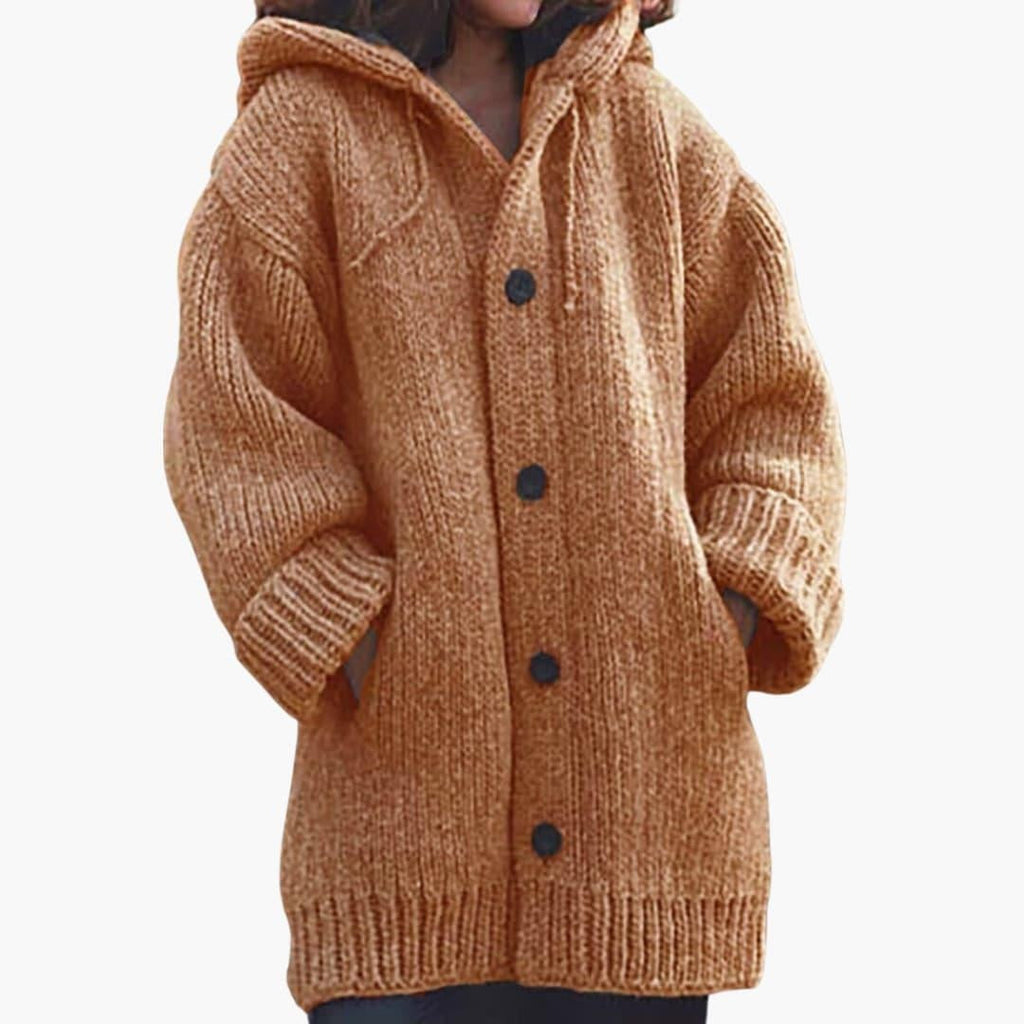 Luna™ | Cárdigan oversize de punto con capucha y botones