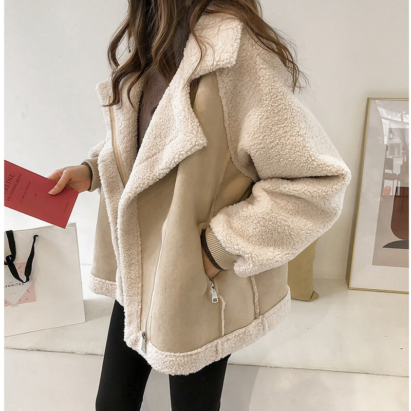 Eleanor™ | Chaqueta de borreguito efecto ante oversize con cremallera