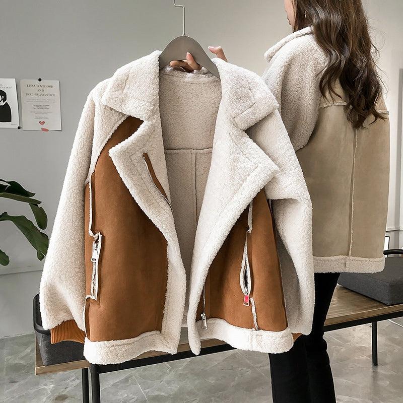 Eleanor™ | Chaqueta de borreguito efecto ante oversize con cremallera
