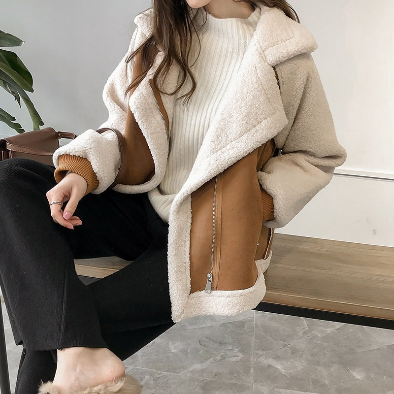 Eleanor™ | Chaqueta de borreguito efecto ante oversize con cremallera