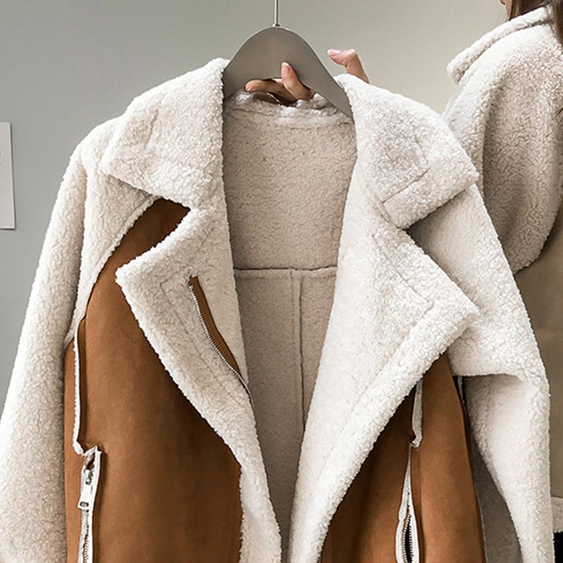 Eleanor™ | Chaqueta de borreguito efecto ante oversize con cremallera