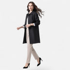 Natalie™ | Gabardina larga de mezcla de lana con doble botonadura