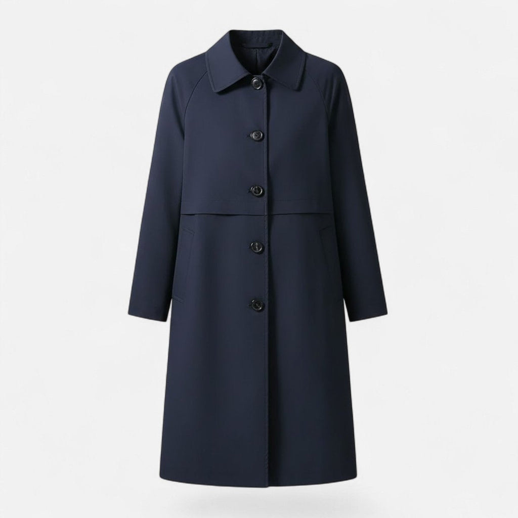 Natalie™ | Gabardina larga de mezcla de lana con doble botonadura