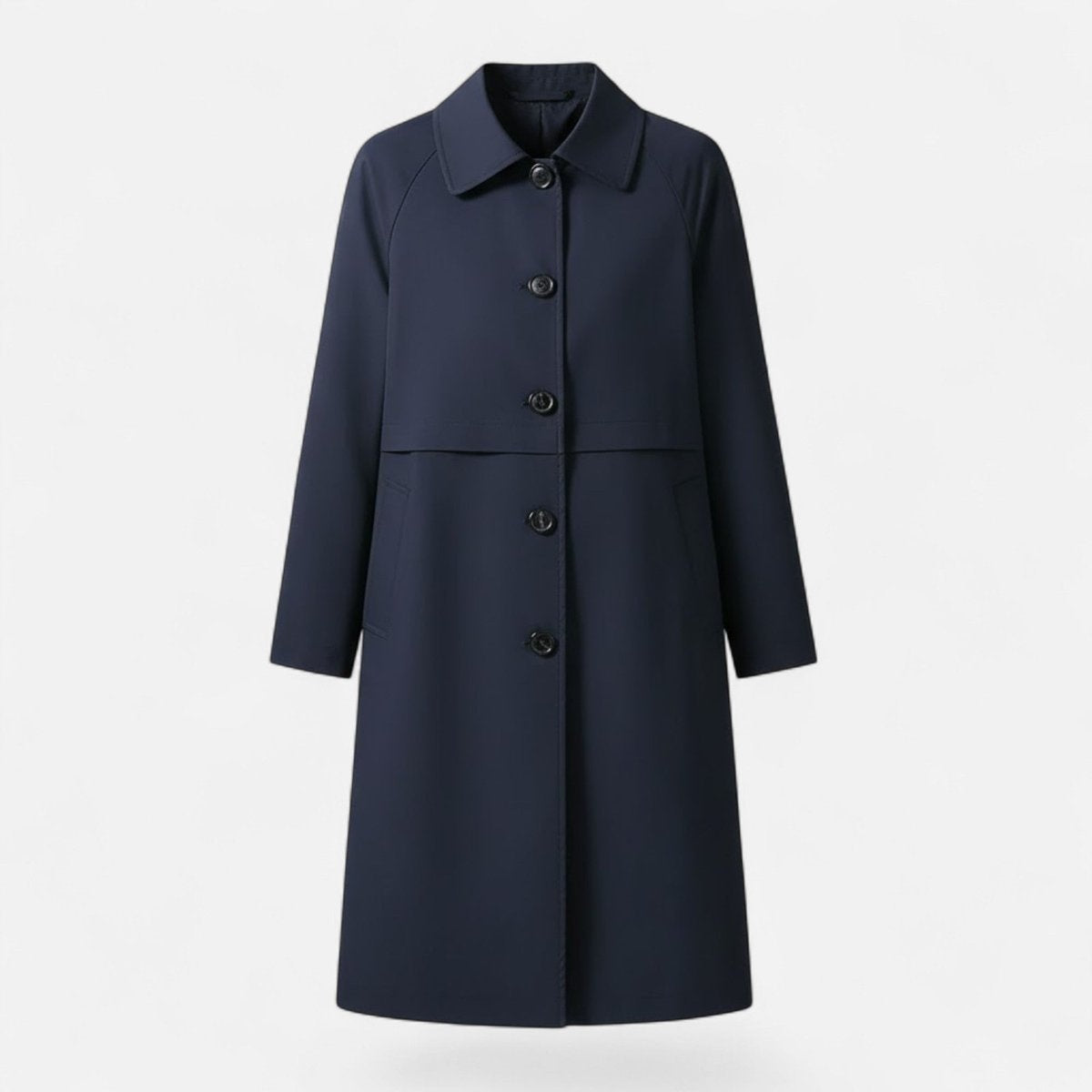 Natalie™ | Gabardina larga de mezcla de lana con doble botonadura